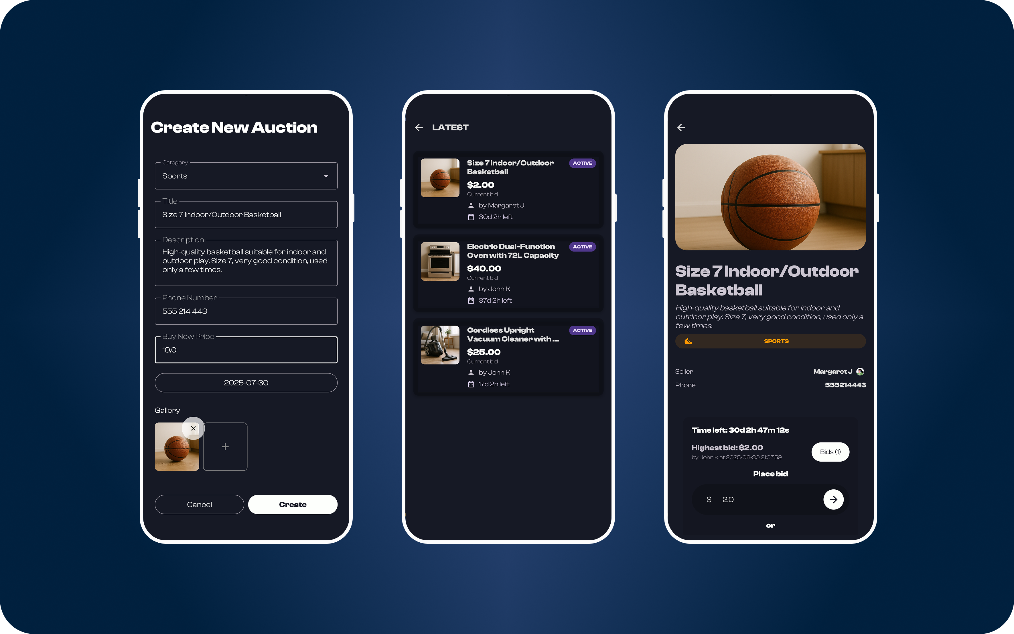 Screenshot aplikacji Auctions App