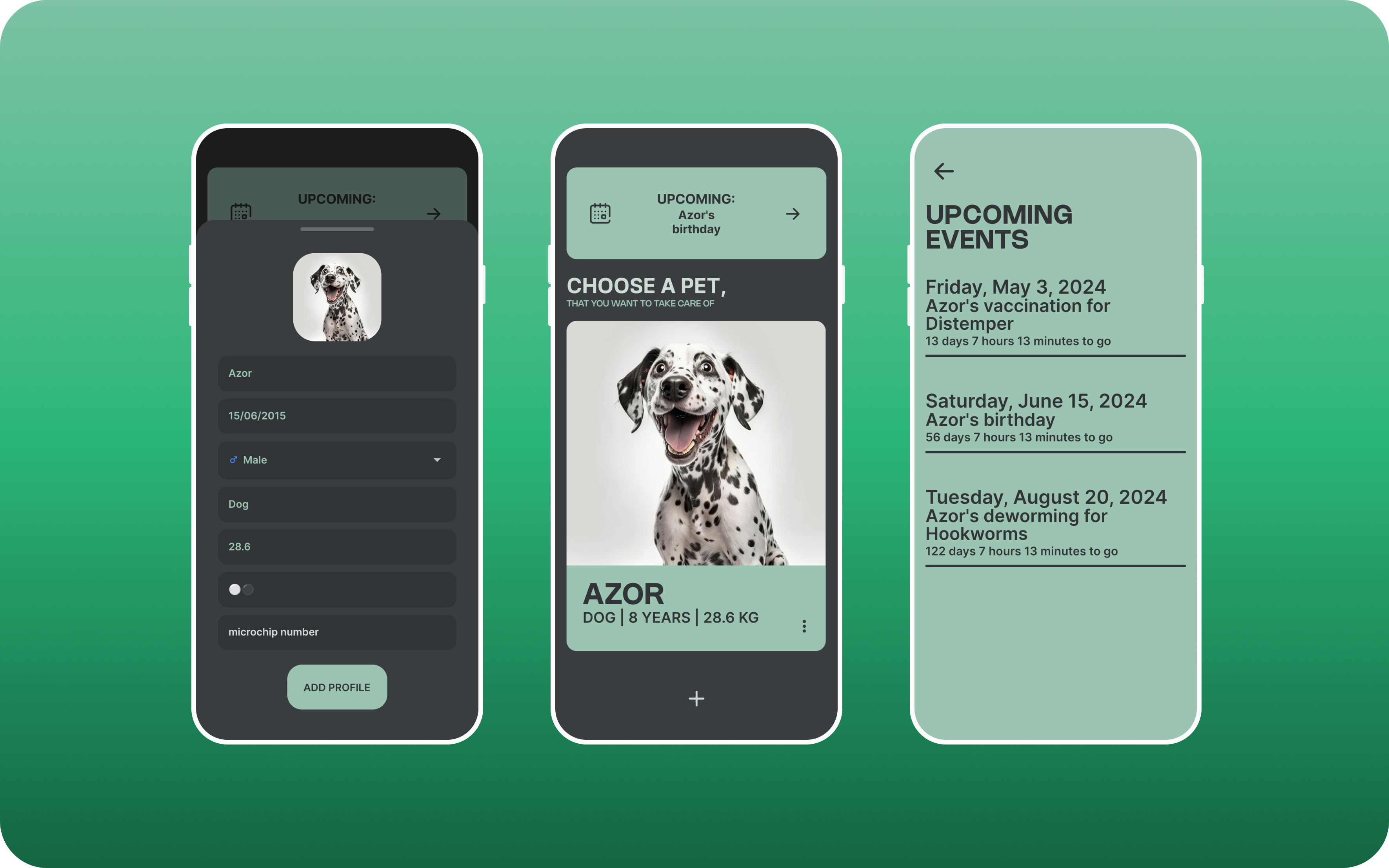 Screenshot aplikacji Pet Care App