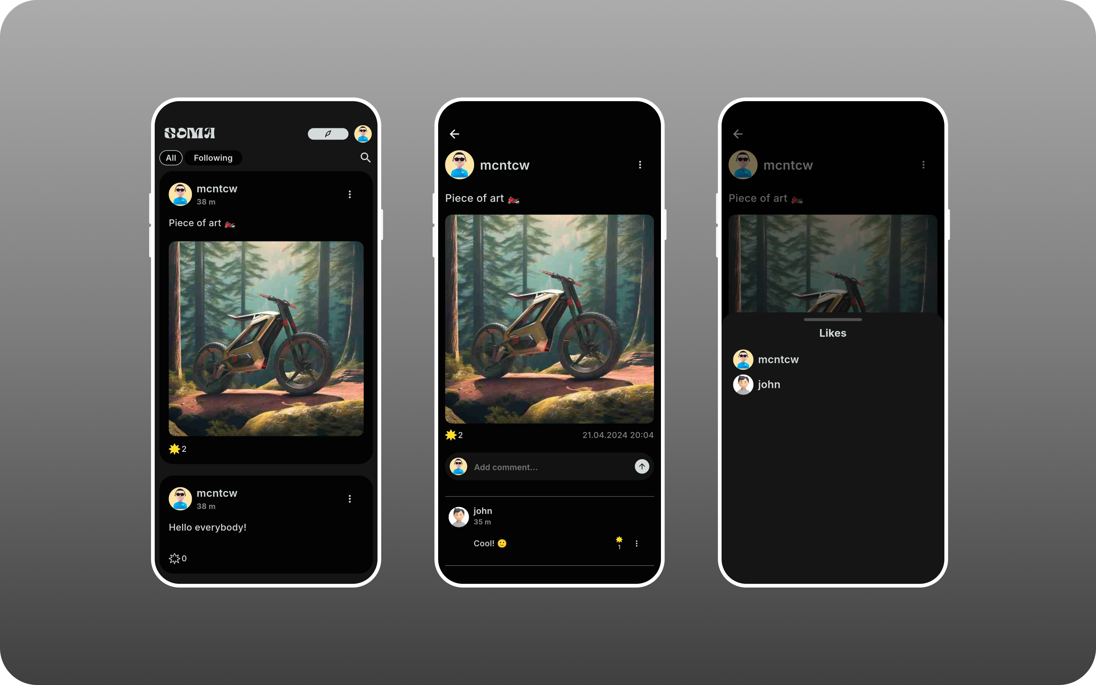 Screenshot aplikacji Social Media App